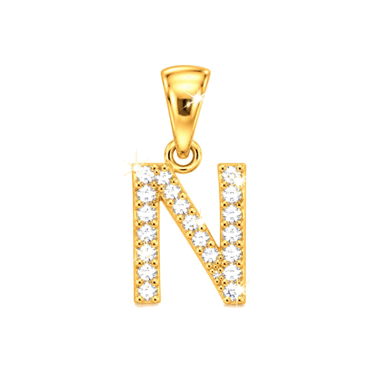 Dije Letra N Oro 10k con Diamantes Naturales