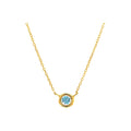 5mm Collar Oro 14k Redondos con Topacio Azul