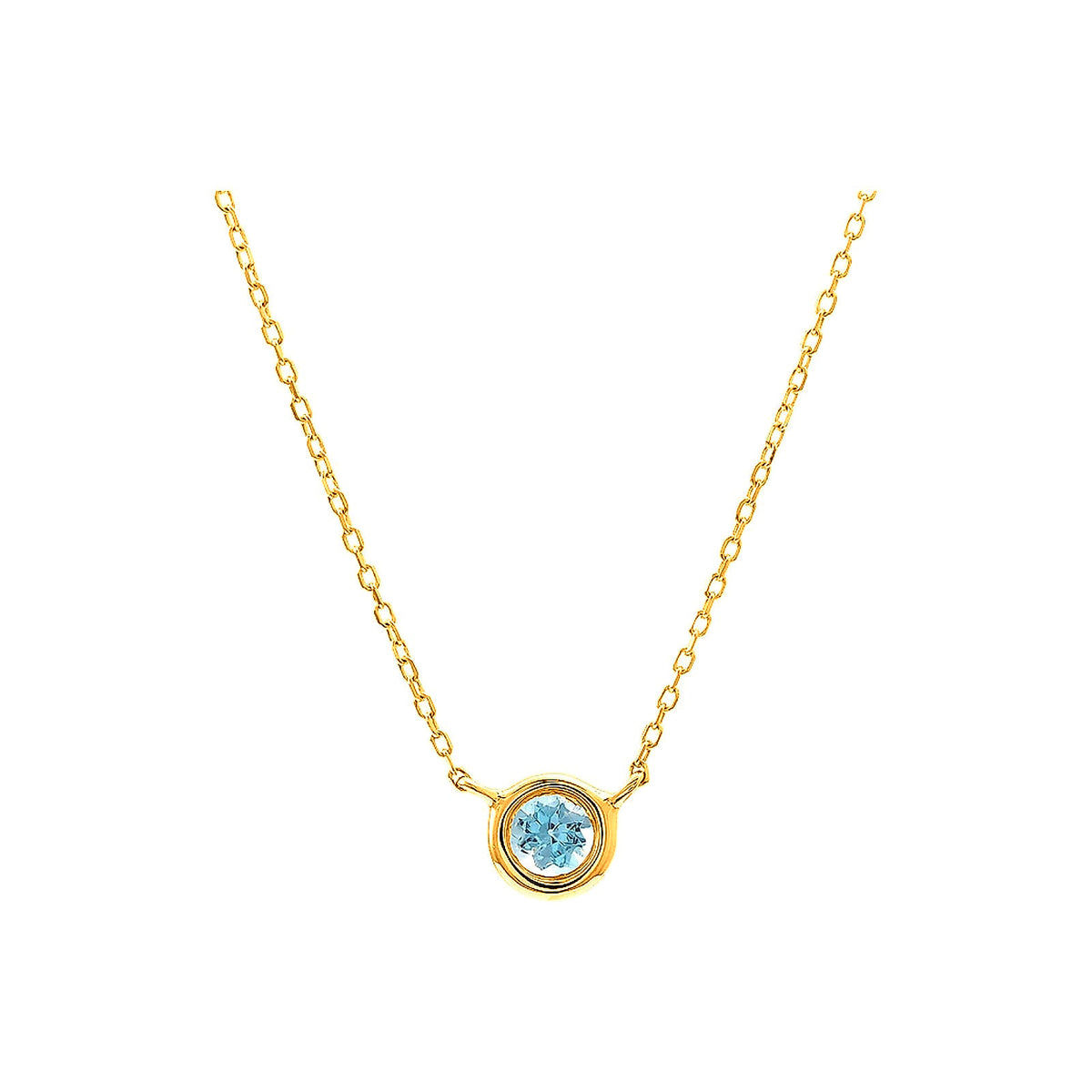 5mm Collar Oro 14k Redondos con Topacio Azul