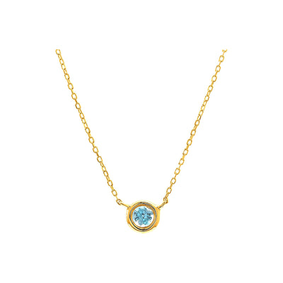 5mm Collar Oro 14k Redondos con Topacio Azul