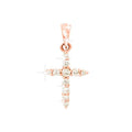 12.06mm Dije Oro Rosa 14k Cruz con Diamantes Naturales