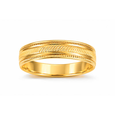 Banda de Matrimonio Dama Oro 10k Grabado Diagonal