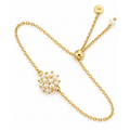Brazalete de Dama Oro 14k Esfera de Perlas Ajustable