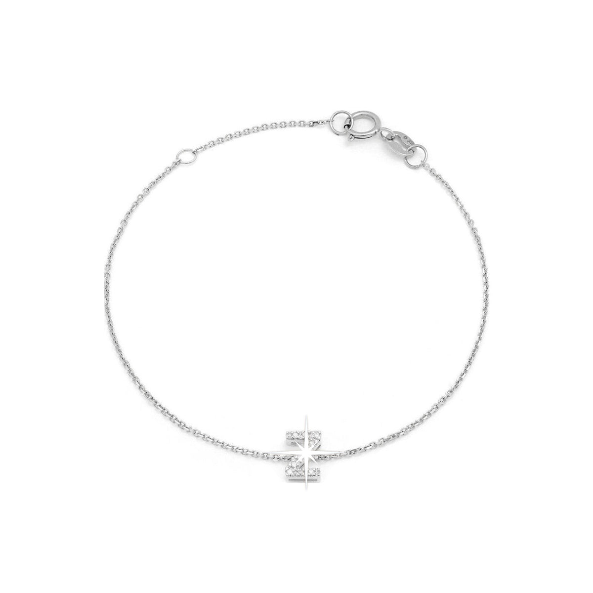 Brazalete de Dama Oro Blanco 14k Inicial con Diamantes Naturales