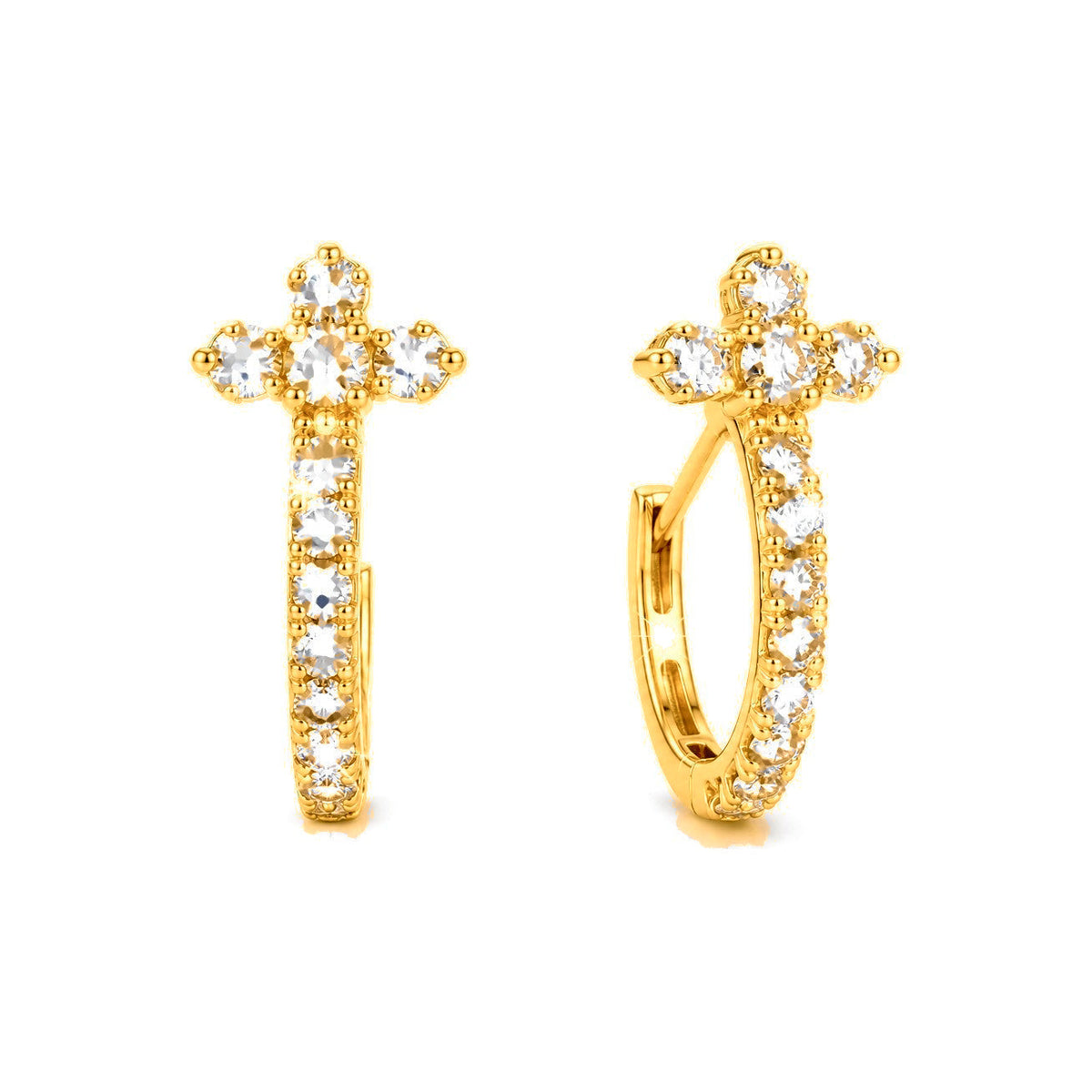 Aretes de Dama Oro 10k Argolla con Racimo de Diamantes Naturales