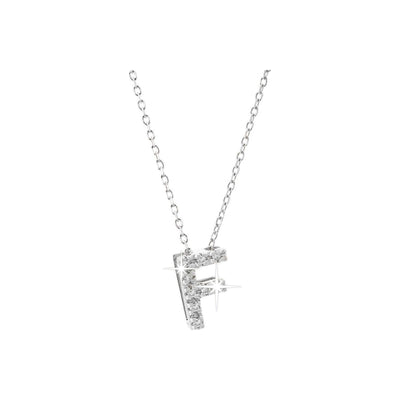 7mm Collar Oro Blanco 14k Inicial Pavé con Diamantes Naturales
