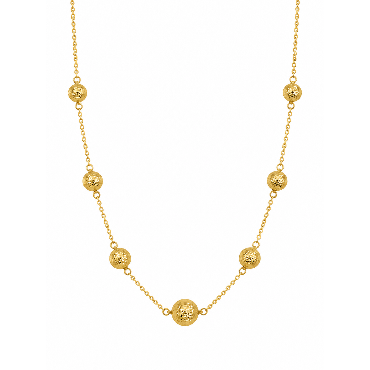Cadena Oro 10k Bolitas Martilladas