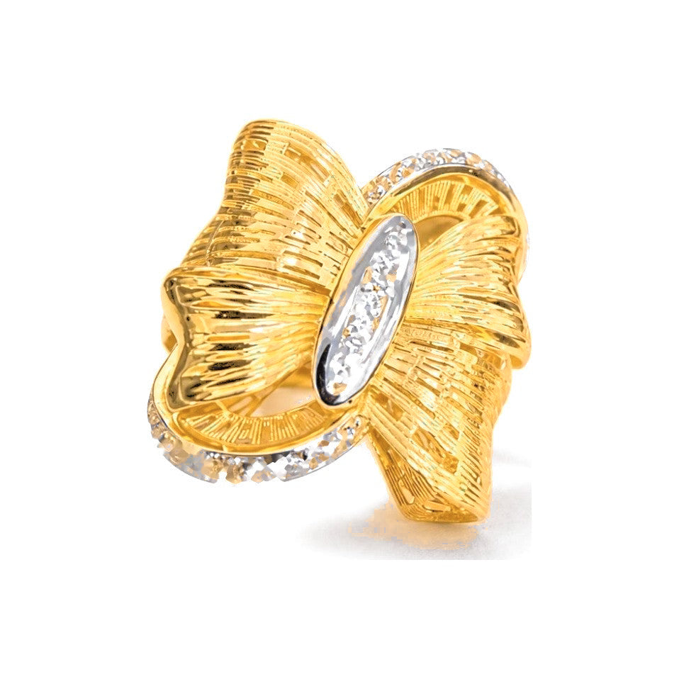 Anillo de Dama Oro 10k Lazo Texturizado con Circonias