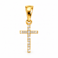 17x5x1mm Dije Cruz Oro 10k con Diamantes Naturales
