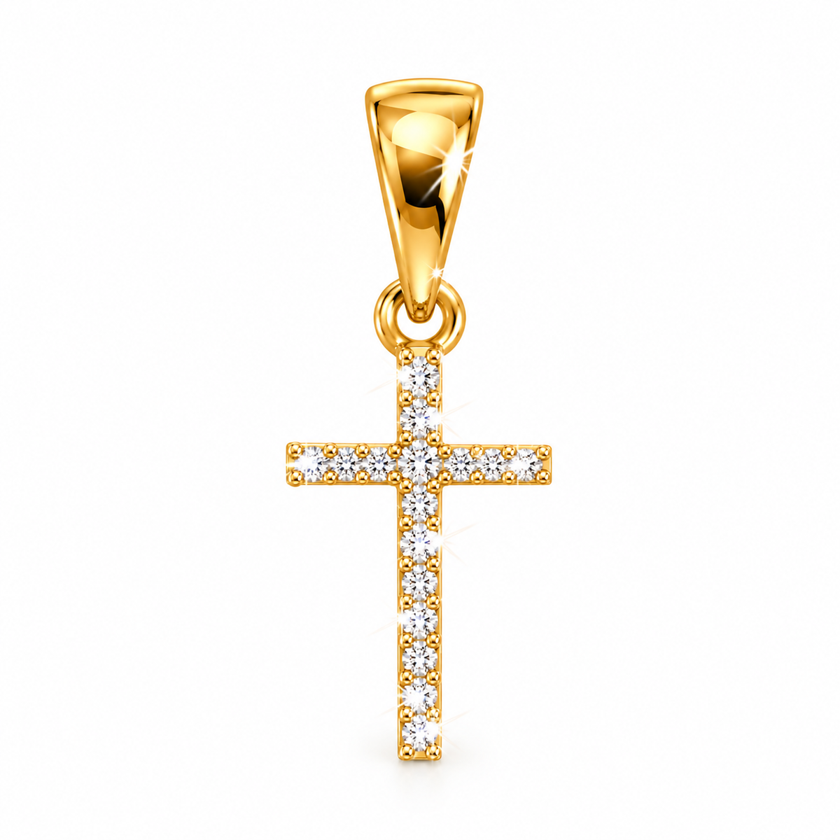 17x5x1mm Dije Cruz Oro 10k con Diamantes Naturales