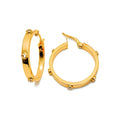 Aretes de Dama Oro 14k Aro Grande Circonios en Bisel