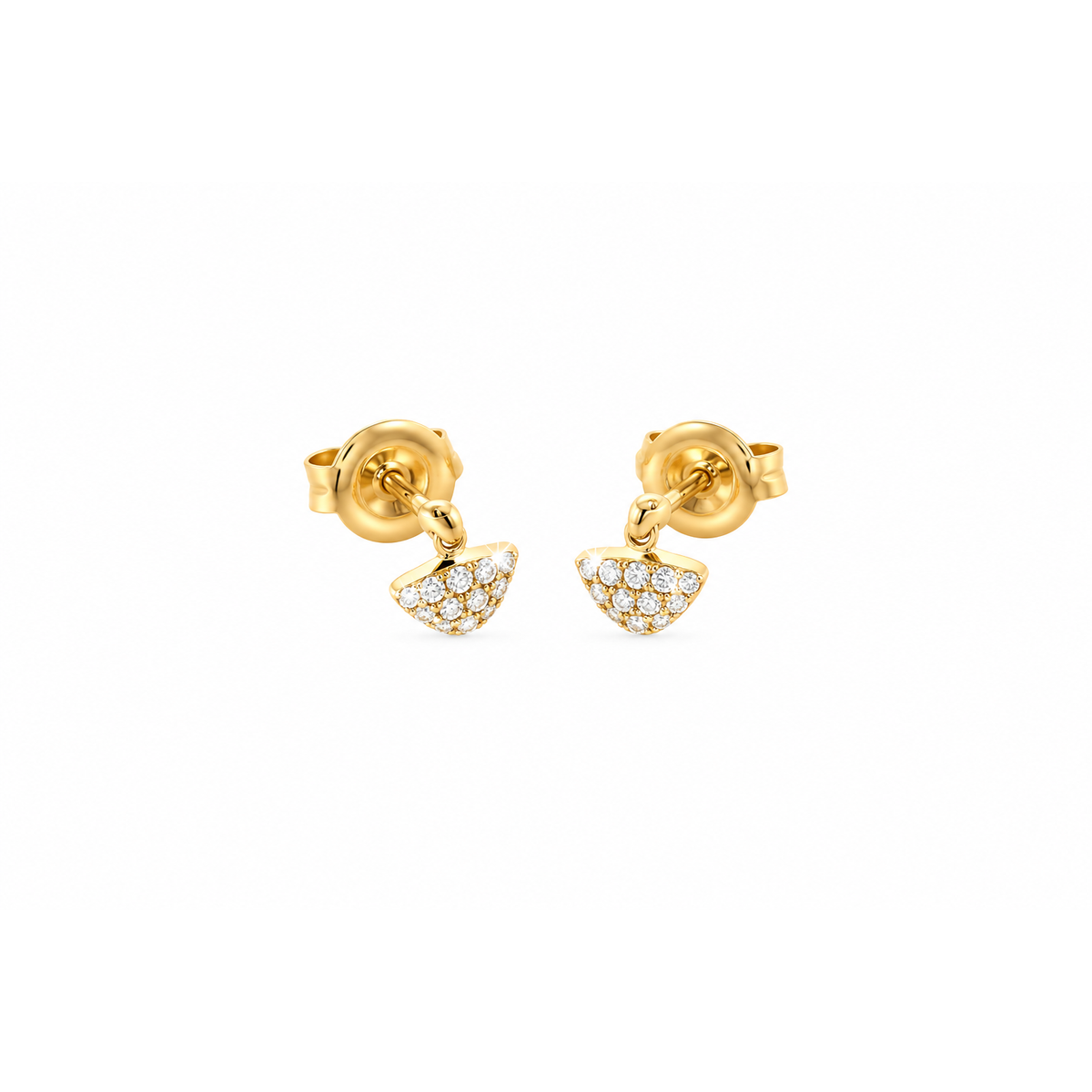 Aretes de Dama Oro 14k Triángulo Colgante con Diamantes Naturales