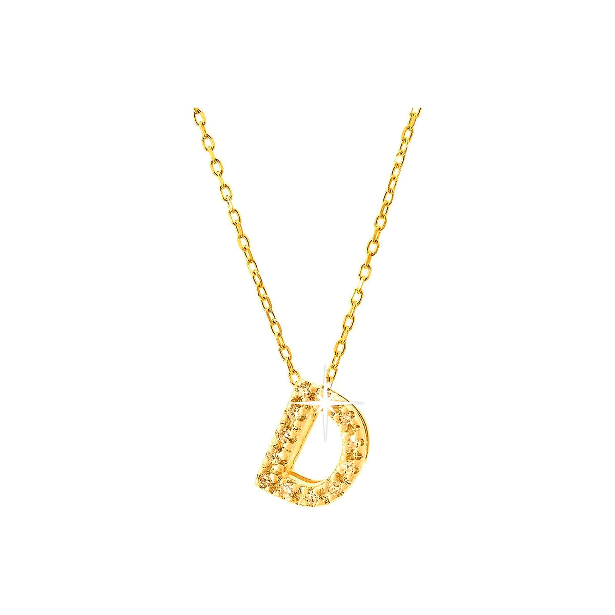 7mm Collar Oro 14k Inicial Pavé con Diamantes Naturales