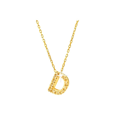 7mm Collar Oro 14k Inicial Pavé con Diamantes Naturales