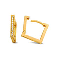 Aretes de Dama Oro 10k Aro Cuadrado Circonios