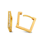 Aretes de Dama Oro 10k Aro Cuadrado Circonios