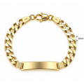 5mm Brazalete Infantil Oro 14k Sólido Cubano Facetado con Placa 6 Pulgadas