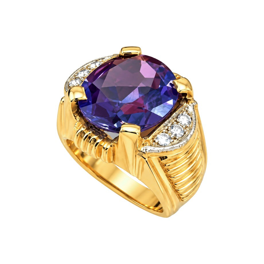 Anillo de Hombre Oro 18k Circonio Camaleón Oval