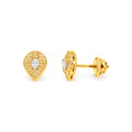 Aretes de Dama Oro 14k Gota con Halo Pavé