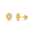 Aretes de Dama Oro 14k Gota con Halo Pavé