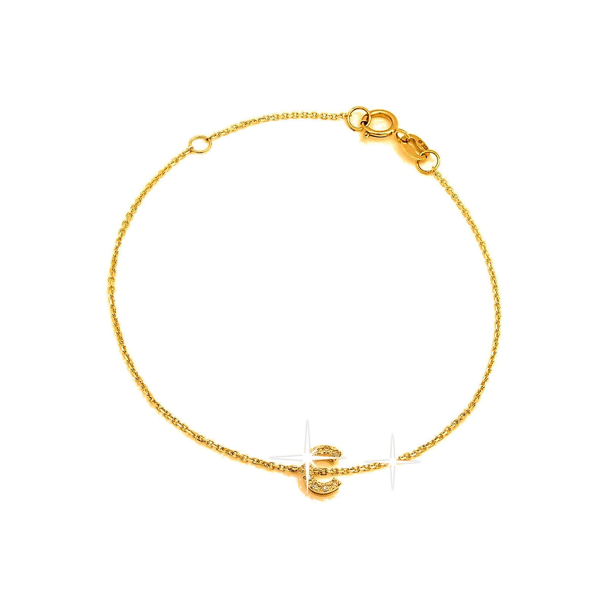 Brazalete de Dama Oro 14k Inicial con Diamantes Naturales