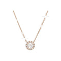 6mm Collar Oro Rosa 14k con Halo Redondos con Diamantes Naturales