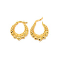 Aretes de Dama Oro 14k Aro Puffy Pétalos