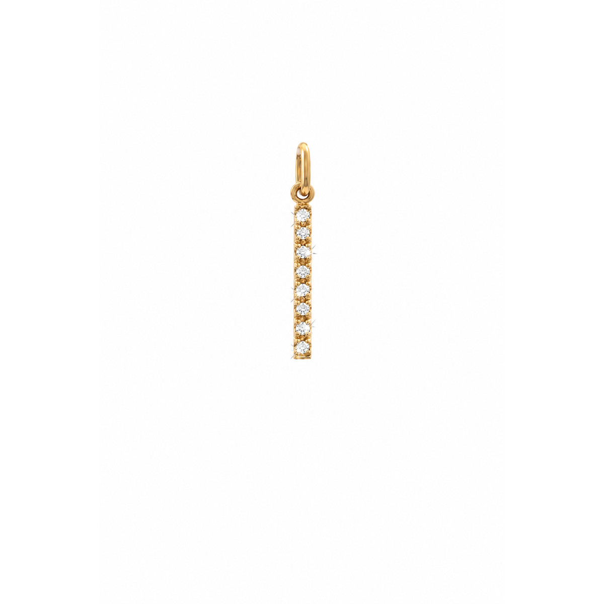 Dije Letra I Oro 14k con Circonios
