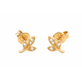 Aretes de Dama Oro 14k Tres Hojas con Diamantes Naturales