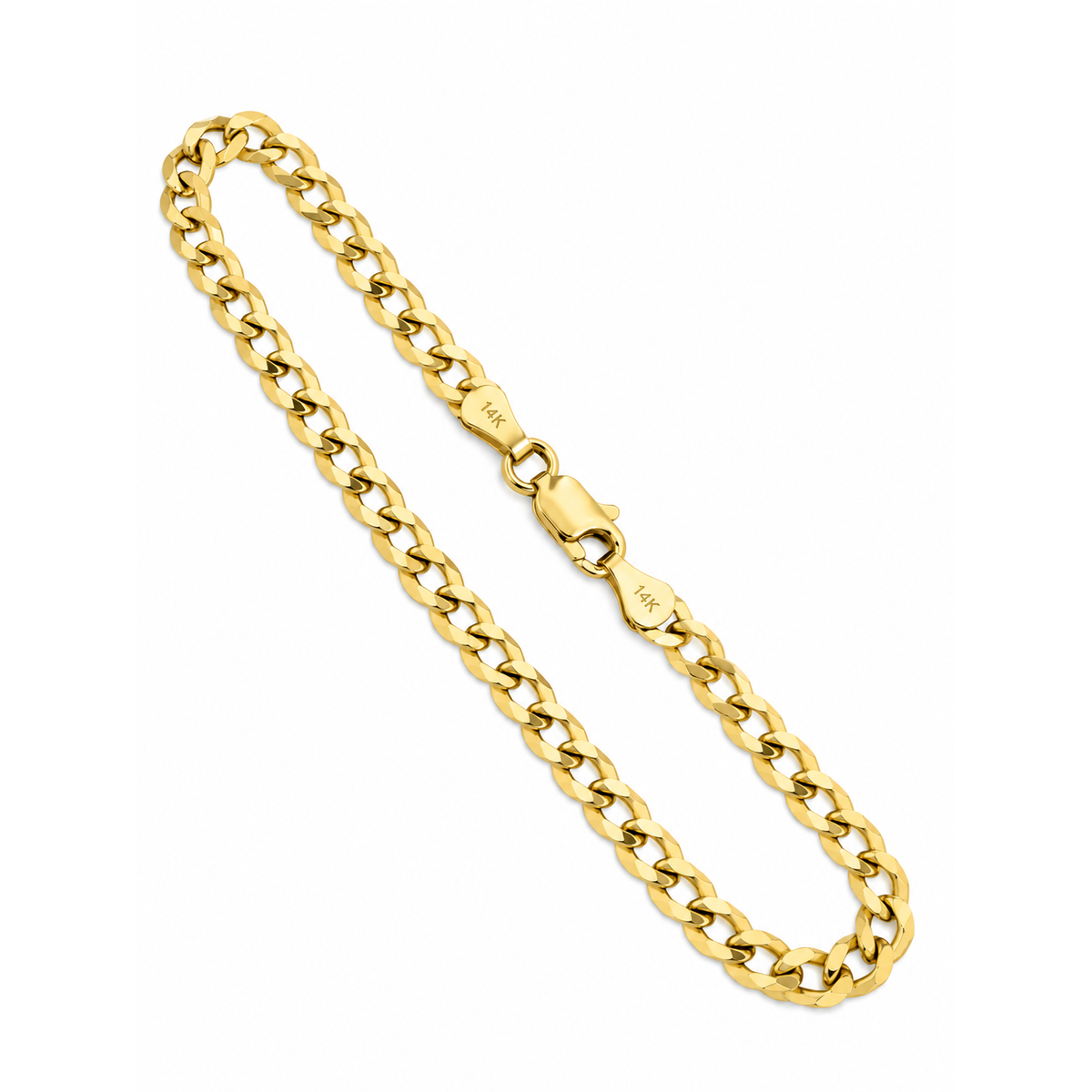 4mm Brazalete de Dama Oro 14k Sólido Cubano 7 Pulgadas