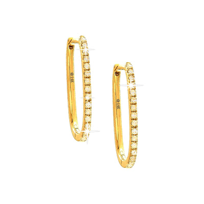 17mm Aretes de Dama Oro 14k Argolla Pavé con Diamantes Naturales