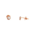 5mm Aretes de Dama Oro Rosa 14k Topos con Halo con Diamantes Naturales
