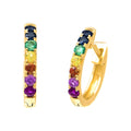 10.2mm Aretes de Dama Oro 14k Argolla Redondos con Multi Gem