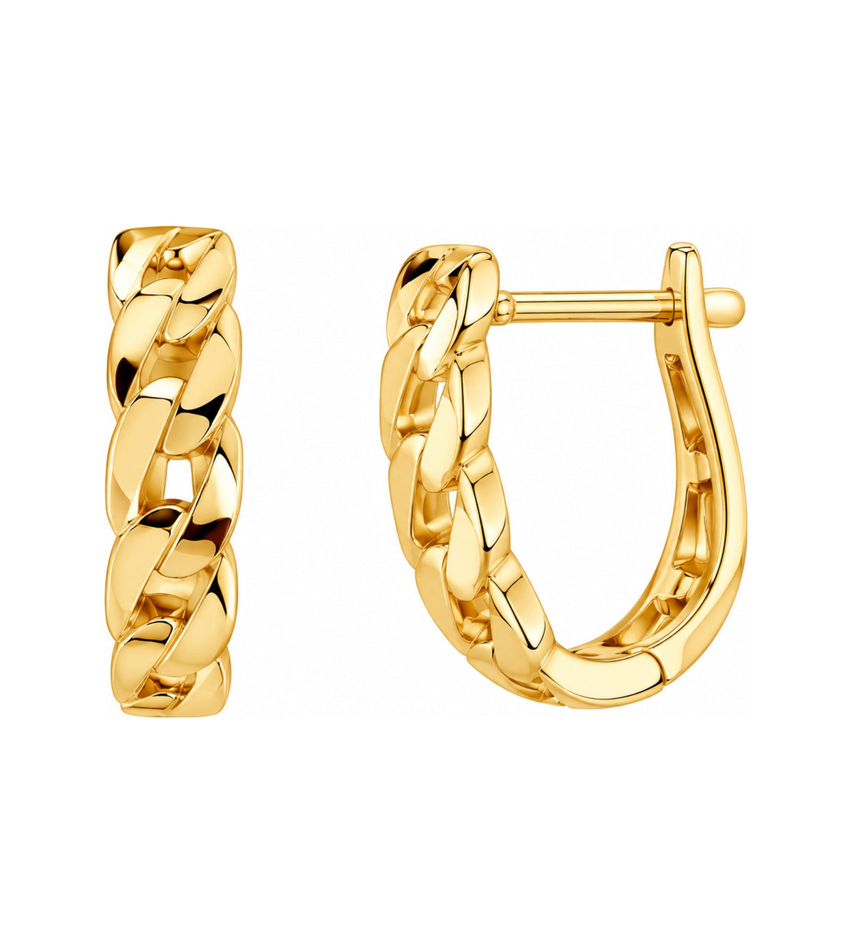 Aretes de Dama Oro 10k Huggie Eslabón Cubano