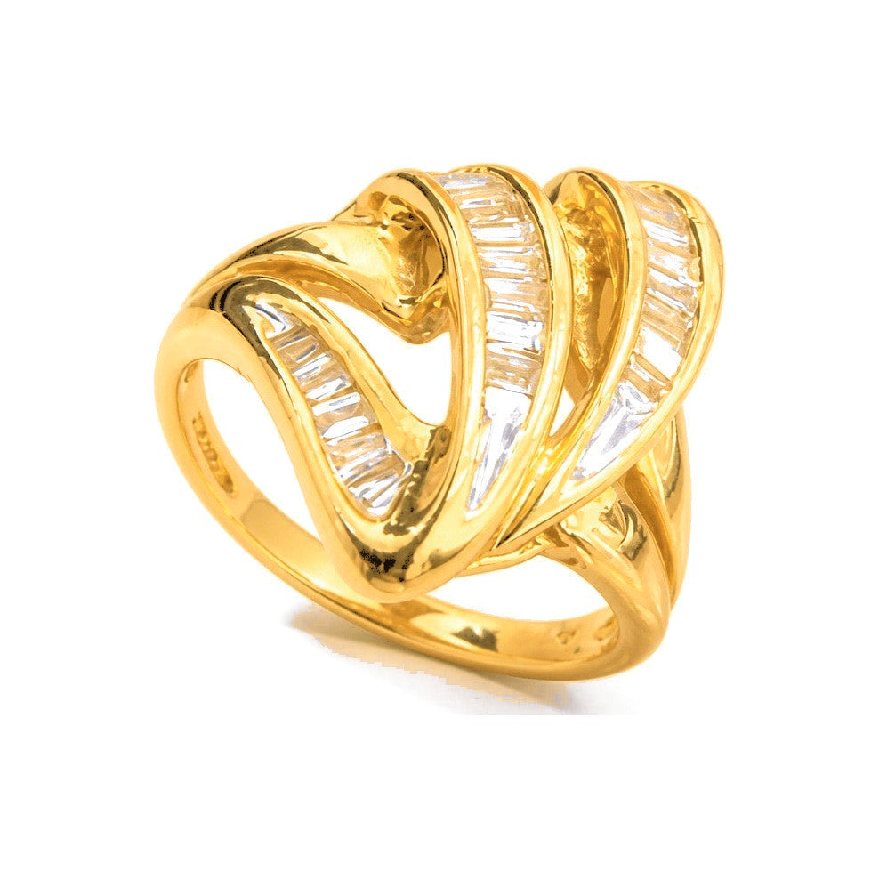 Anillo de Dama Oro 14k Onda Baguette con Diamantes Naturales