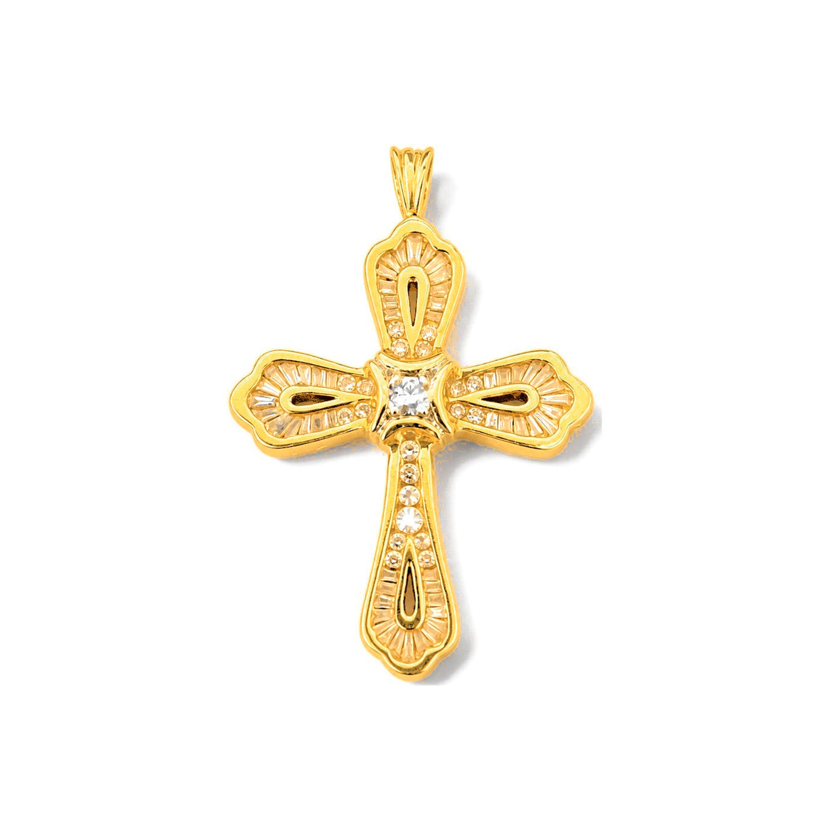 Dije Cruz Grande Oro 14k con Diamantes Naturales