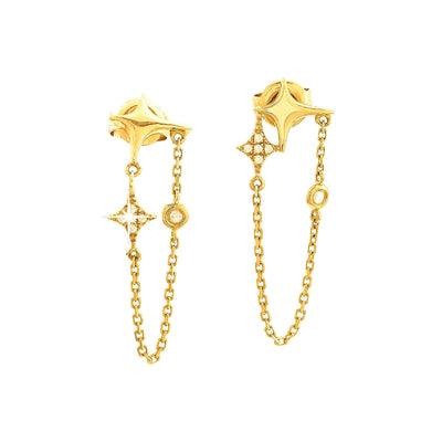 6x26mm Aretes de Dama Oro 14k Pavé con Diamantes Naturales