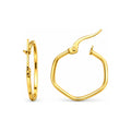 Aretes de Dama Oro 14k Argolla Hexagonal Delgada