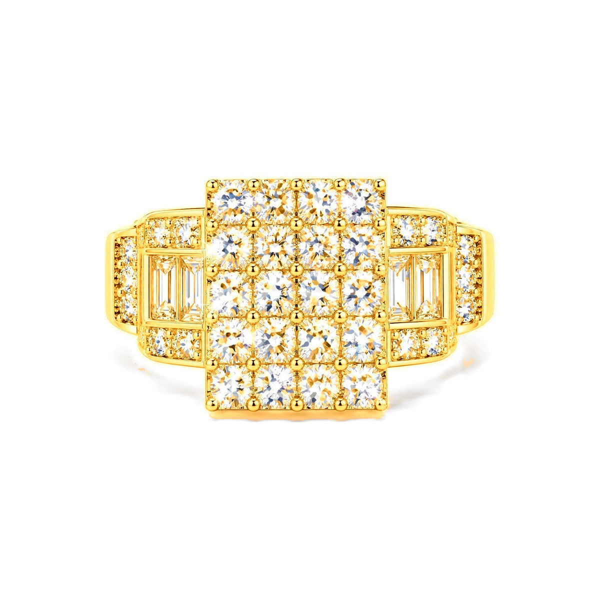 Anillo de Matrimonio Dama Oro 10k Cluster Rectangular Grande