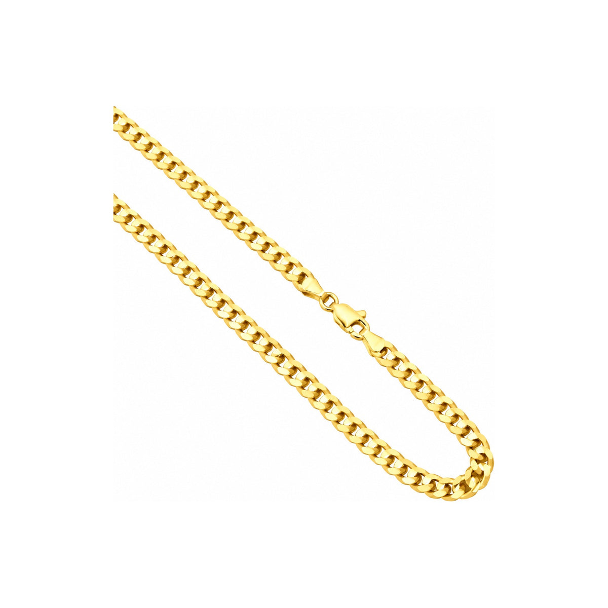 5mm Cadena Cubana Corte Brillo Oro 10k 18 Pulgadas