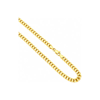 5mm Cadena Cubana Corte Brillo Oro 10k 18 Pulgadas