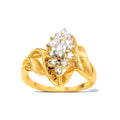Anillo de Dama Oro 10k Cluster Marquesa Cinta con Diamantes Naturales