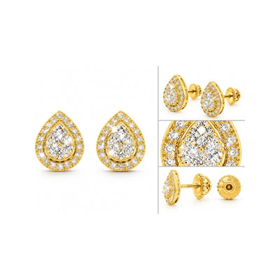 Aretes para Bebé Oro 10k Gota con Halo de Circonios
