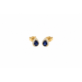 5x6mm Aretes de Dama Oro 14k Zafiro Pera con Halo de Diamantes Naturales