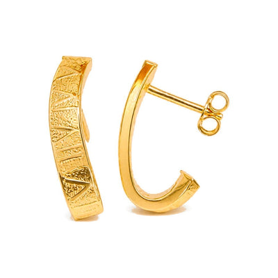 Aretes de Dama Oro 10k Aro Alargado Triángulos Tallados