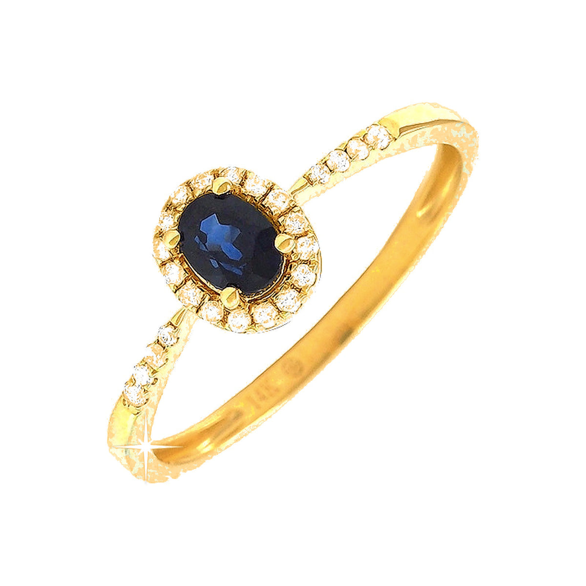 Anillo de Dama Oro 14k Ovalados con Zafiro y Diamantes Naturales
