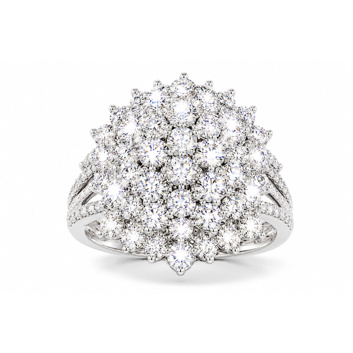 Anillo de Dama Oro Blanco 10k Domo con Diamantes Naturales