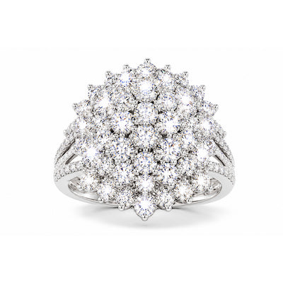 Anillo de Dama Oro Blanco 10k Domo con Diamantes Naturales