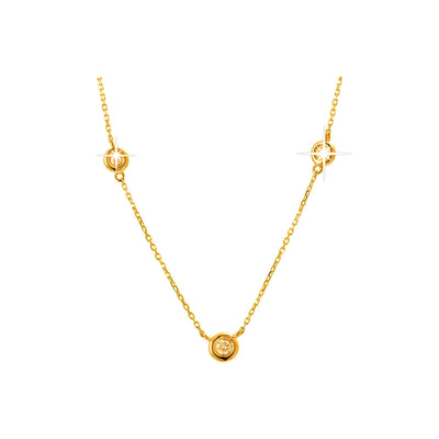 Collar Oro 14k Redondos con Diamantes Naturales