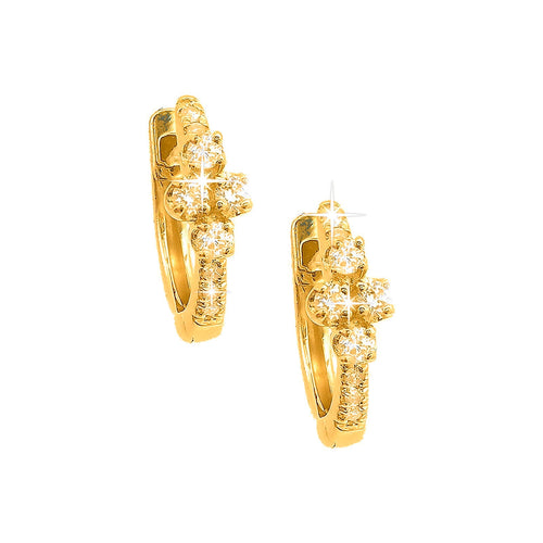 10mm Aretes de Dama Oro 14k Argolla Redondos con Diamantes Naturales
